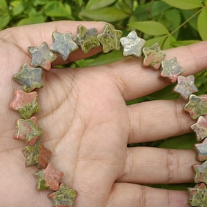 Unakite Star Cut Beads 12MM