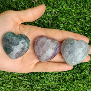 Rainbow Fluorite Heart Puffy Large 40mm (1.5&quot;)