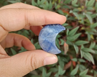 Blue Vein Stone Sodalite Crescent Moon 30mm