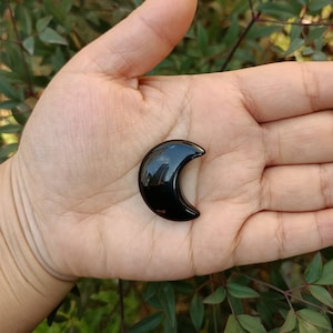 Black Obsidian Crescent Moon 30mm