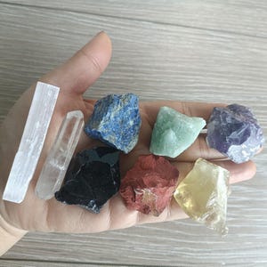 8 pcs Raw Crystal Kit For Beginners, Crystal Set (Healing Crystals and Stones) 8RCS2702