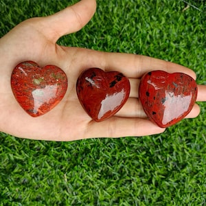 Red Jasper Heart Puffy Large 40mm (1.5&quot;)