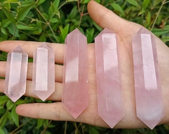 Pointe double en quartz rose en 5 tailles