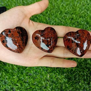 Mahogany Obsidian Heart Puffy Large 40mm (1.5&quot;)
