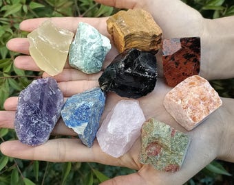 Raw Crystal Starter Set: 10 Large Healing Stones, 1 lb