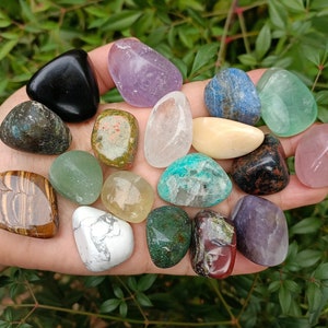 18 pcs Tumbled Stones Set, Beginners Crystal Kit (Healing Crystals and Stones)