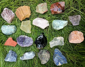 Raw Crystal Set: Assorted Healing Stones, Large Chunks (2lb, 18pcs)