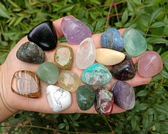 18 pcs Tumbled Stones Set, Beginners Crystal Kit (Healing Crystals and Stones)