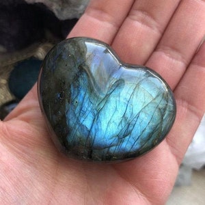 Large Puffy Labradorite Heart 40-50mm (1.5"-2")