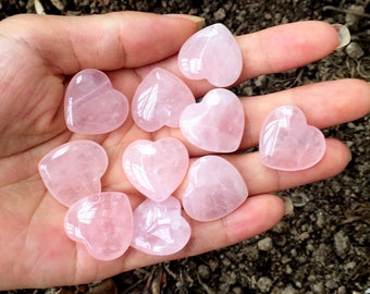 Ensemble de 10 pierres de cœur en quartz rose 1" (25 mm) en vrac
