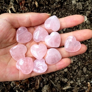 Set of 10 Rose Quartz Heart Stone 1" (25mm) Bulk