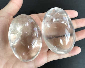 Large Clear Quartz Palm Stone - Healing Crystals