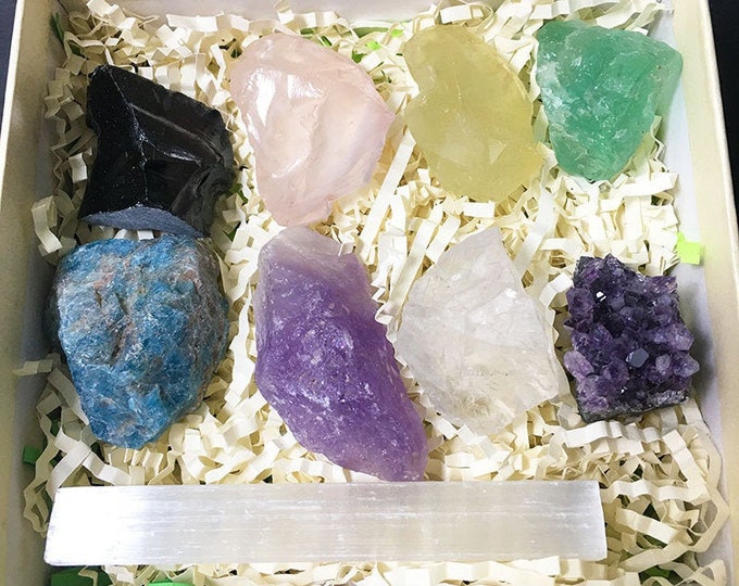 Beginners Crystal Kit 9 pcs in Gift Box Healing Crystals and Stones