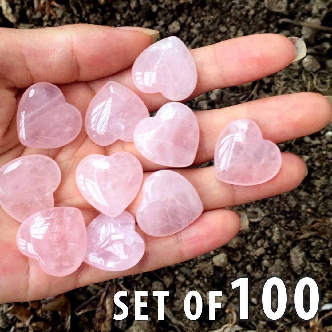 Set of 100 Rose Quartz Heart Stone 1 Wholesale Bulk Etsy
