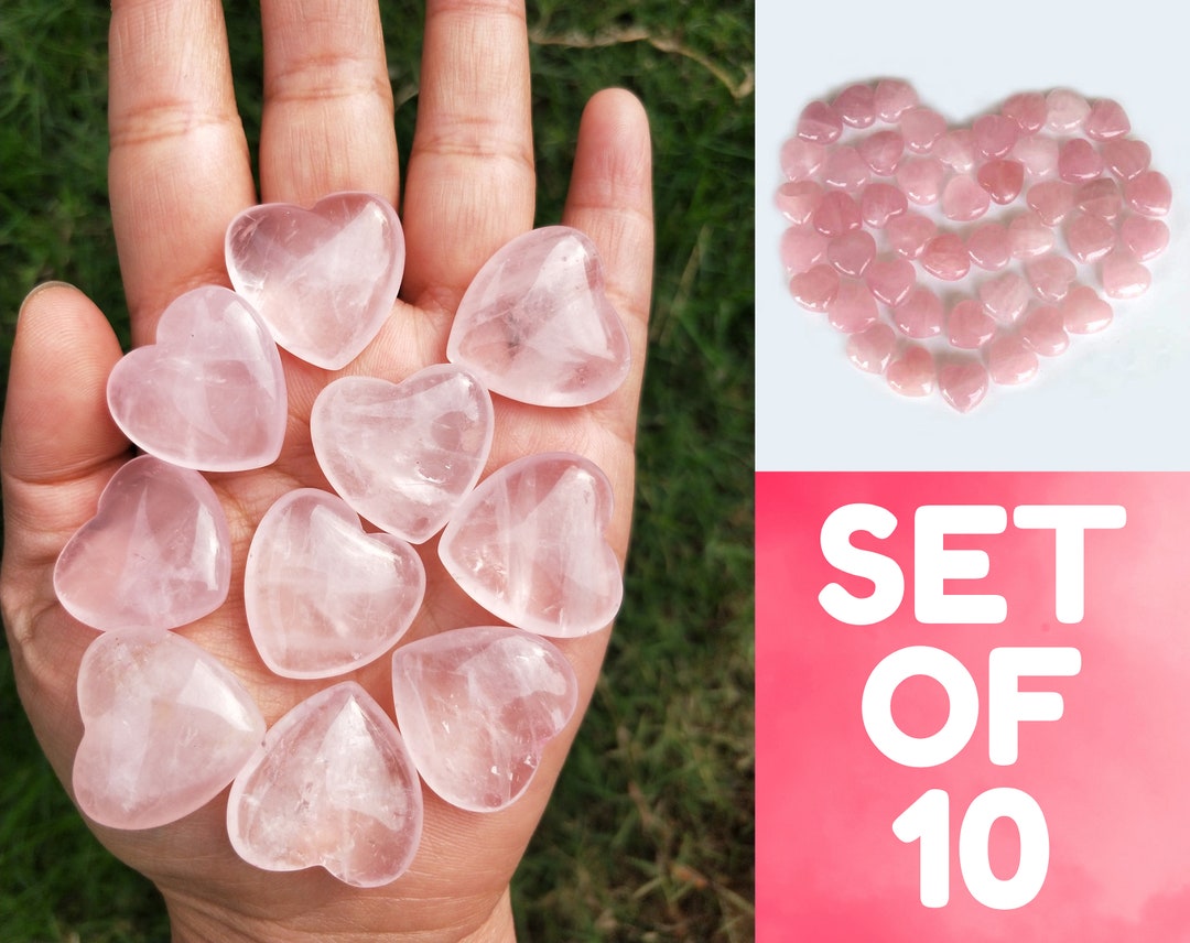 Set of 10 Rose Quartz Heart Stone 25mm 1 Inch Wholesale Bulk Etsy
