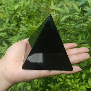 Large Black Obsidian Crystal Pyramid Also Available in Many Sizes