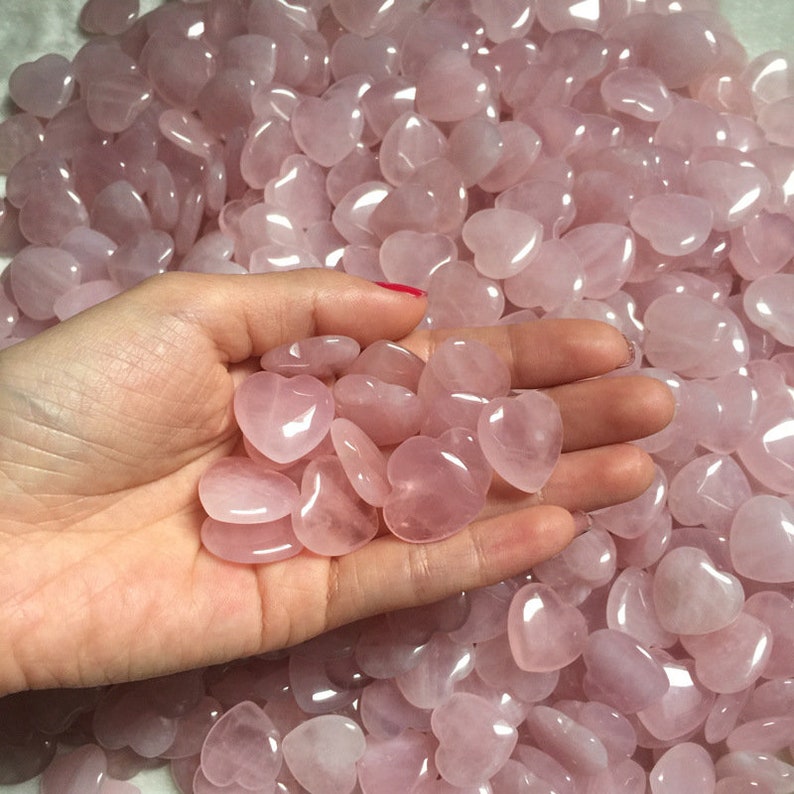 Set of 10 Rose Quartz Heart Stone 1 25mm Bulk image 3