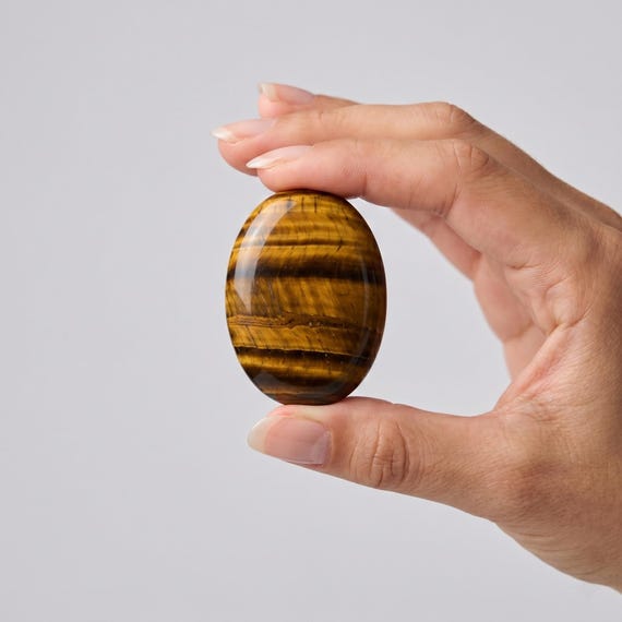 Tiger's Eye Palm Stone, 1.77 in (4.5 cm)