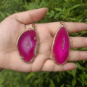 Agate Slice Druzy Pendant Electroplated