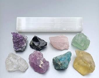 Beginner Crystal Kit: Selenite, Amethyst, Rose Quartz & More (9 pcs)