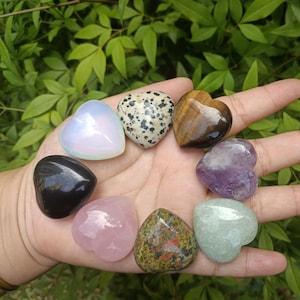 Black Obsidian Heart, Amethyst Heart, Lapis Lazuli Heart, Rose Quartz Heart, Tiger&#39;s Eye Heart, Unakite Heart - Heart Stones - Crystal Heart