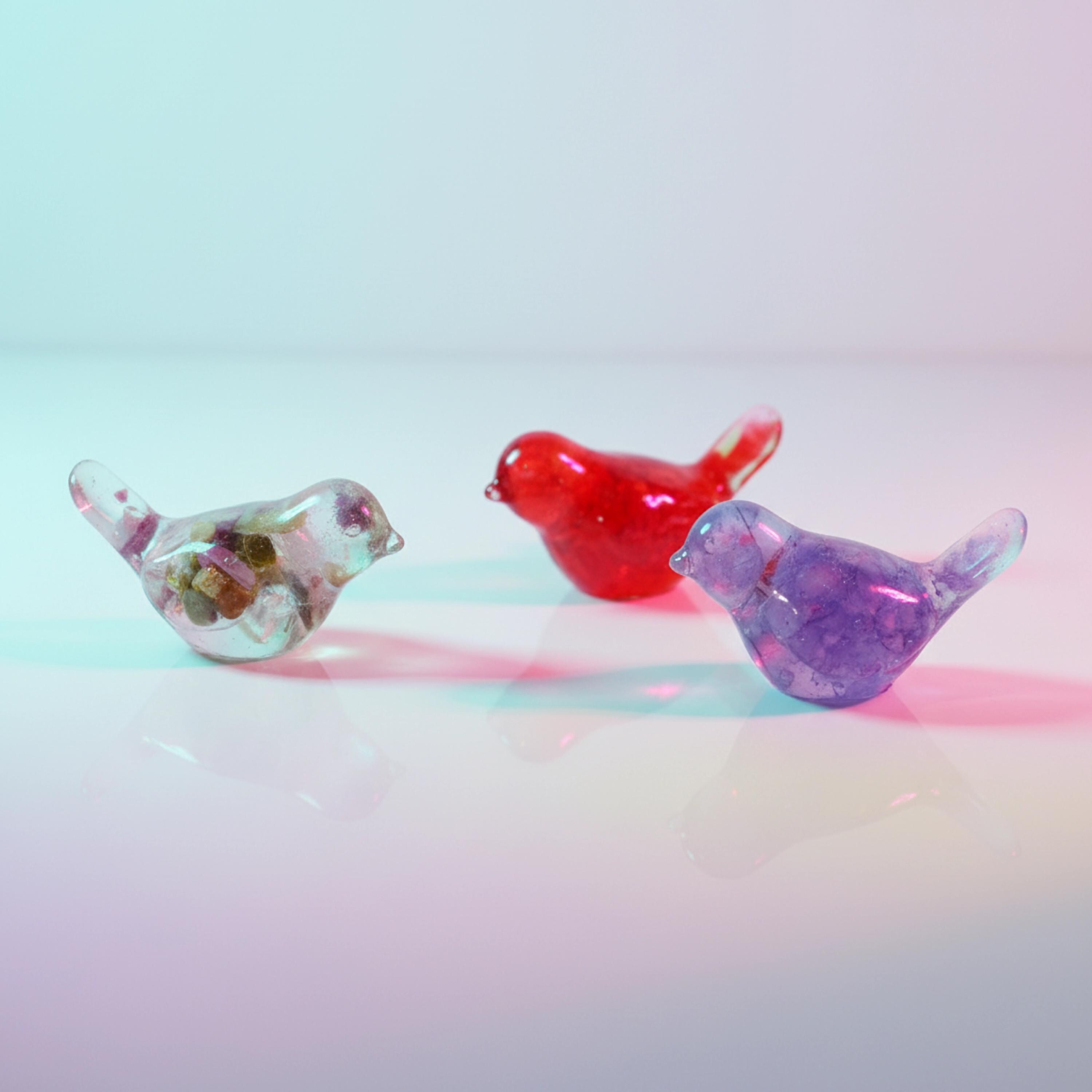 クリスタルバードフィギュア：樹脂充填天然石装飾品（1.7インチ