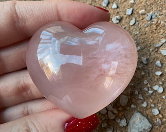 Large Puffy Rose Quartz Heart 40mm (1.5&quot;)