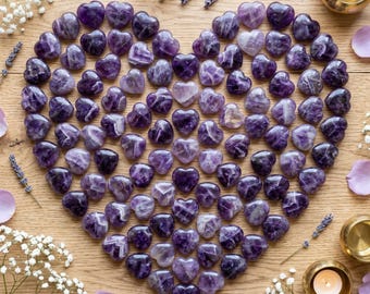 Corazones de amatista al por mayor para centros de mesa de boda, decoración de mesa de cristal