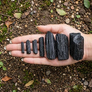 Black Tourmaline Raw Crystal Chunk, Natural Rough Mineral Specimen, 0.35–17.6 oz