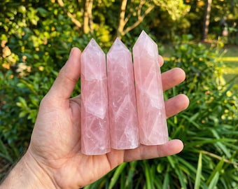 Torre de cuarzo rosa grande de 8-9 cm (3,5")