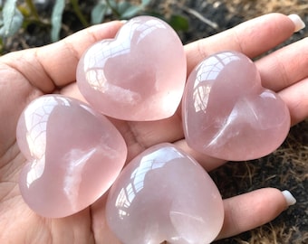 Large Puffy Rose Quartz Heart 40mm (1.5&quot;)