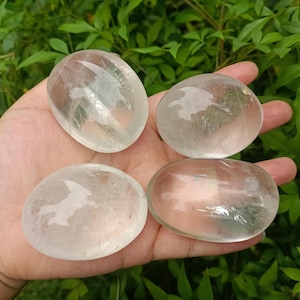 Large Clear Quartz Palm Stone - Healing Crystals