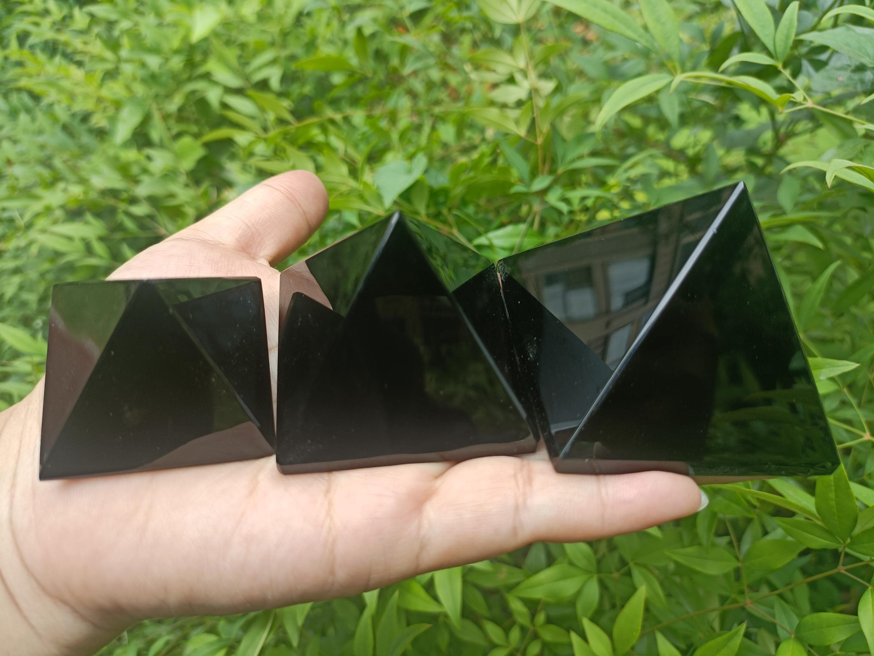 Large Black Obsidian Crystal Pyramid Also Available in Many Sizes