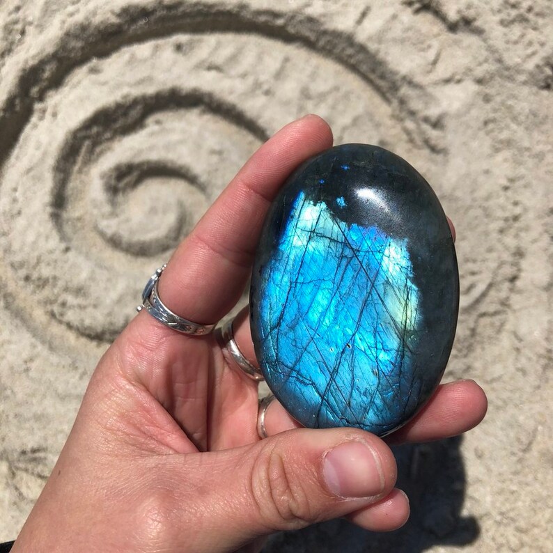 Labradorite Labradorite Stone Labradorite Palm Stone Large Etsy