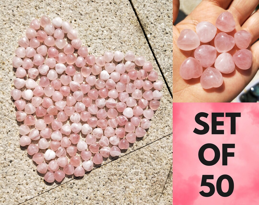 Set of 50 Rose Quartz Heart Stone 5/8 15mm Wholesale Bulk Etsy