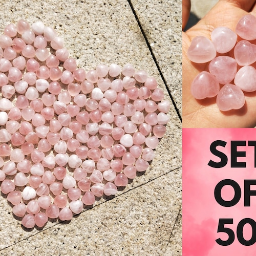 Set of 100 Rose Quartz Heart Stone 1 Wholesale Bulk Etsy