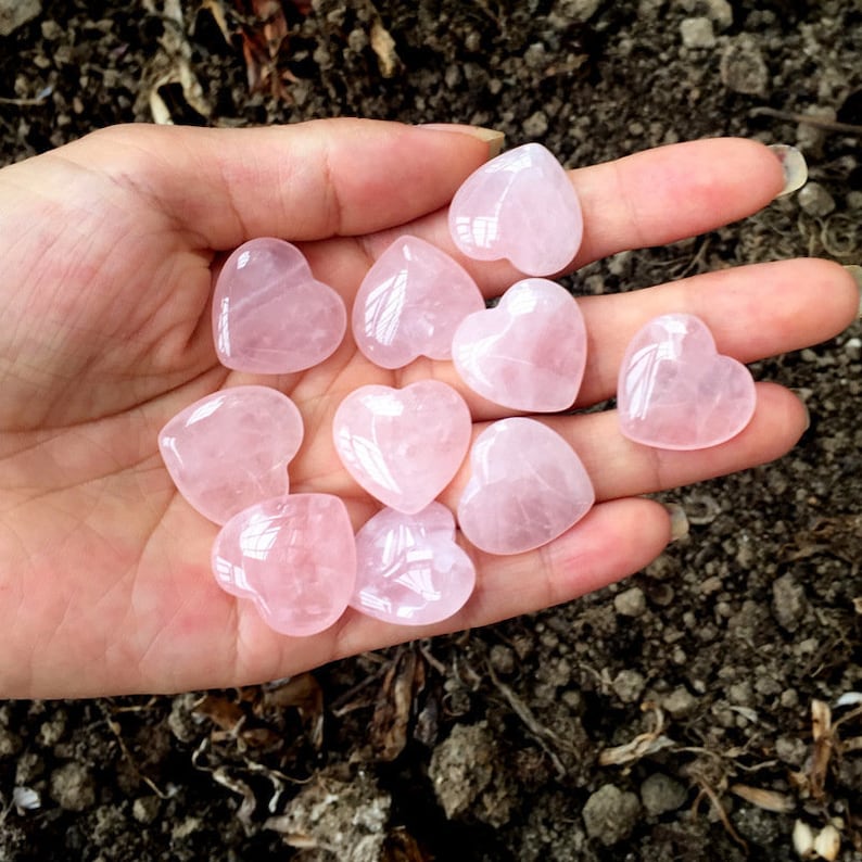 Set of 10 Rose Quartz Heart Stone 1 Wholesale Bulk Etsy