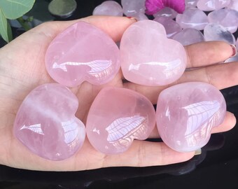 5 pcs Rose Quartz Heart Bundle Set Choose Your Size