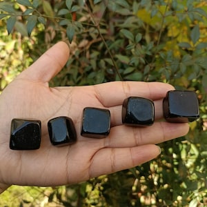 Black Obsidian Tumbled Stone Cube Shaped