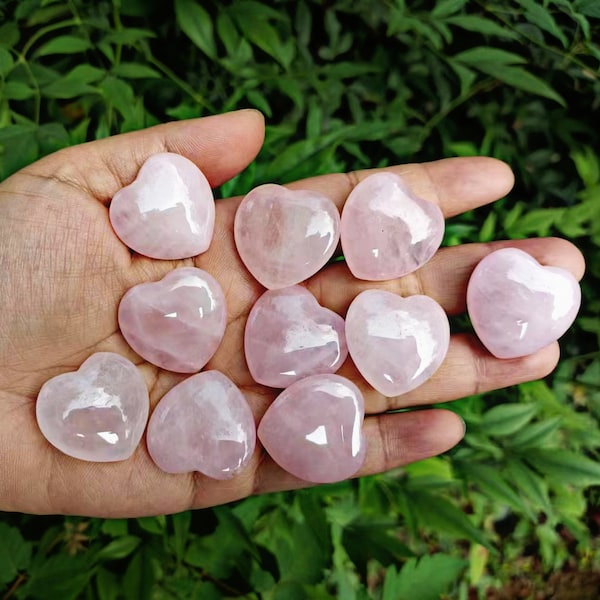 Rose Quartz Heart Wedding Favors Set of 10-50-100 Bulk Wedding Decor 1" (25mm)