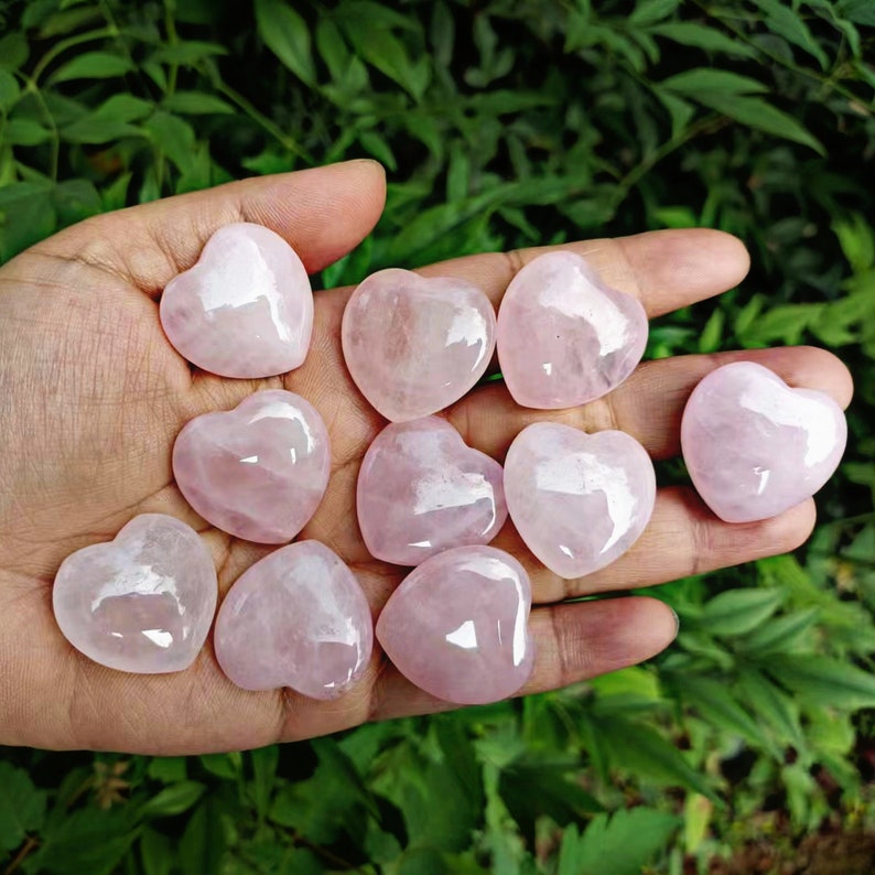 Set of 10 Rose Quartz Heart Stone 1 25mm Bulk image 4