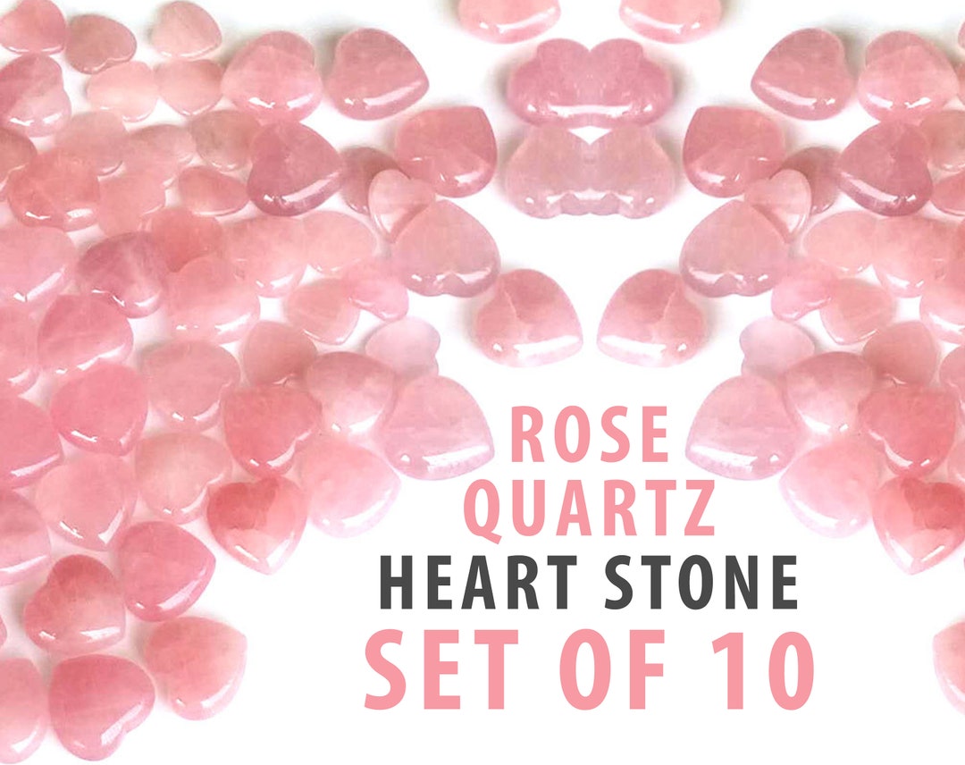 Set of 10 Rose Quartz Heart Stone 1 Wholesale Bulk Healing Crystals