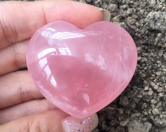 Large Puffy Rose Quartz Heart 40mm (1.5")