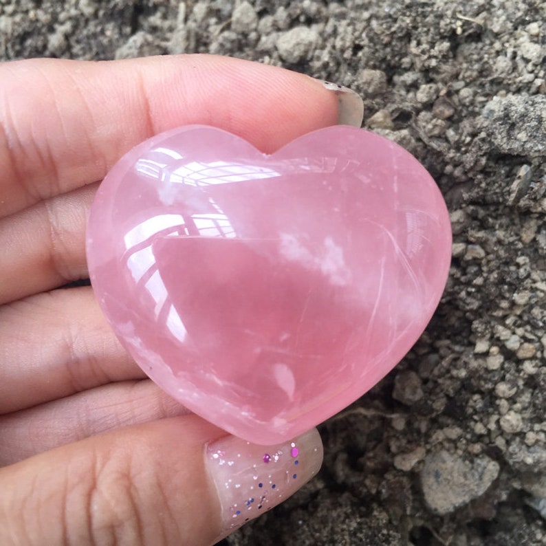 Large Puffy Rose Quartz Heart 40mm 1.5 image 1