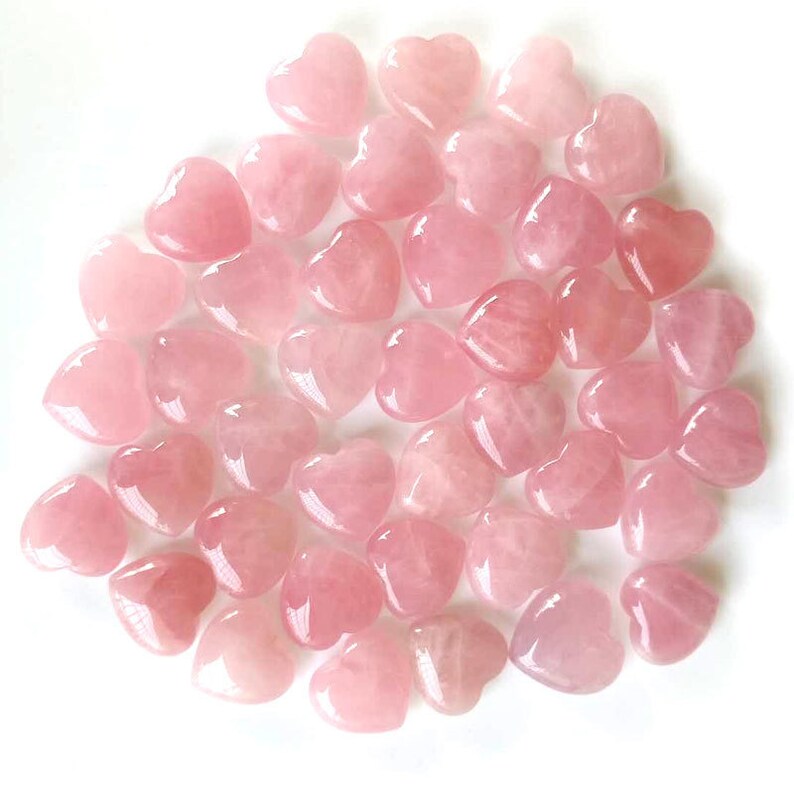 Set of 10 Rose Quartz Heart Stone 1 25mm Bulk image 5