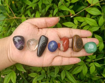 Conjunto de 7 Cristais dos Chakras com Lápis-lazúli