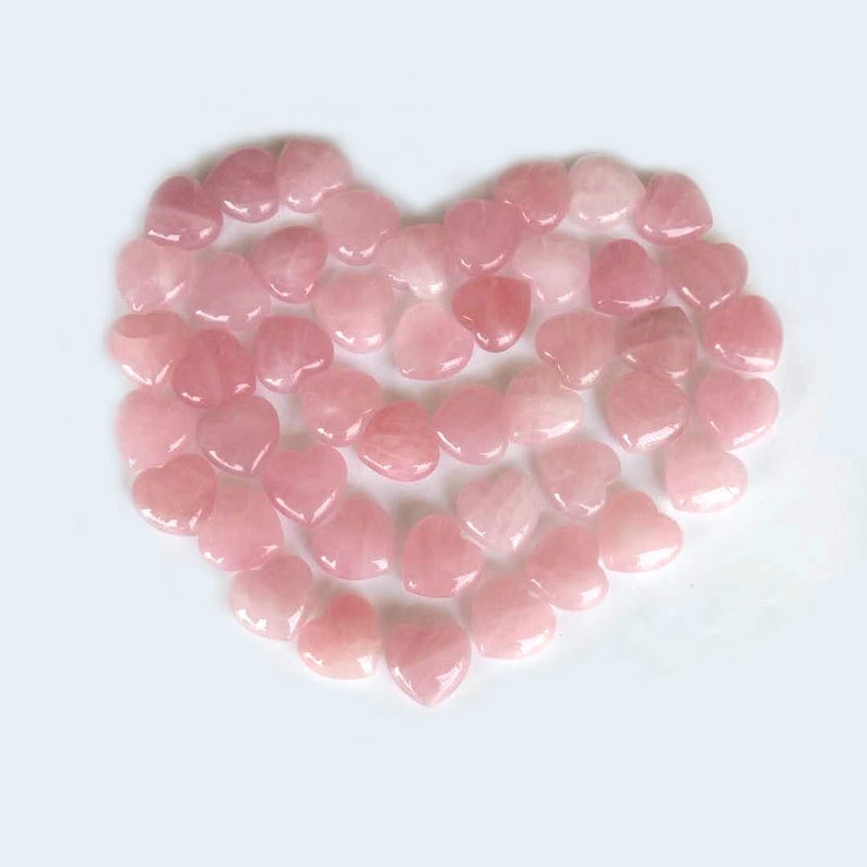 Set of 10 Rose Quartz Heart Stone 1 25mm Bulk image 2