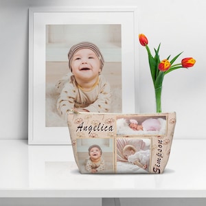 Custom Photo Makeup Bag Personalized Photo Cosmetic Pouch All Over Printing Cosmetic Bag Birthday Christmas Gift Family Cute Memorable Gift