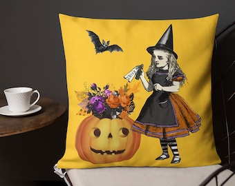 Halloween Pillow COVER Alice in Wonderland Vintage looking decorative pillow case for Halloween home decor indoor decoration