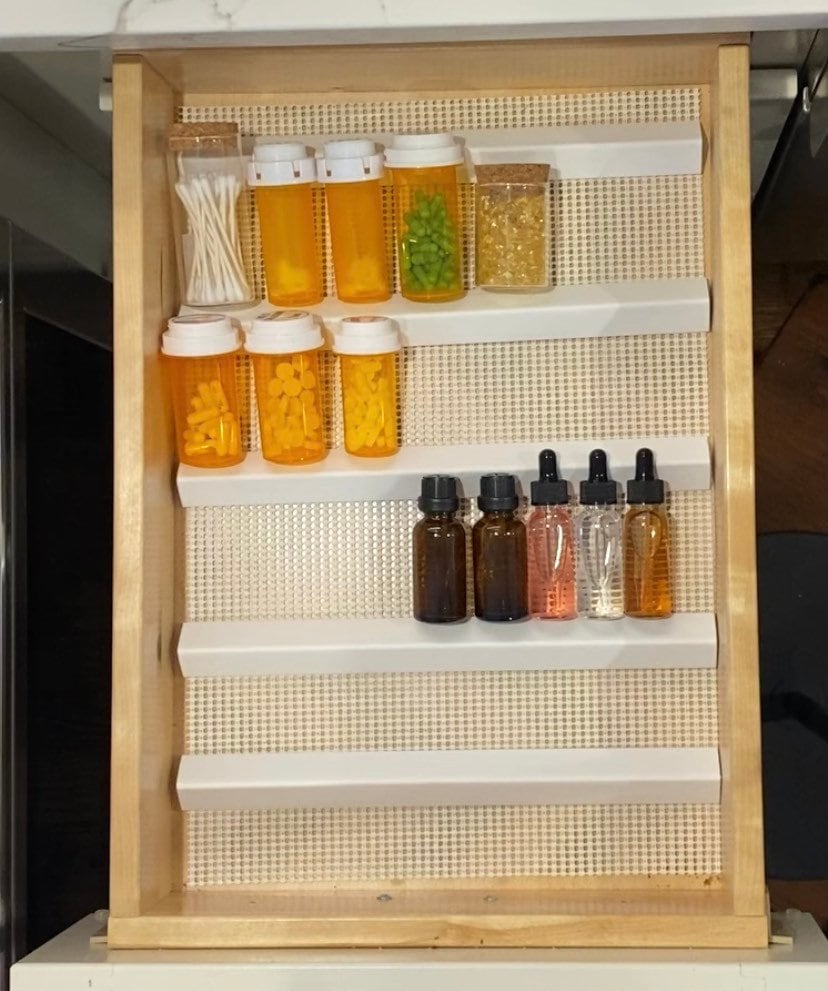 Bathroom Medicine Drawer Organizer, Pill Bottle Drawer Separator